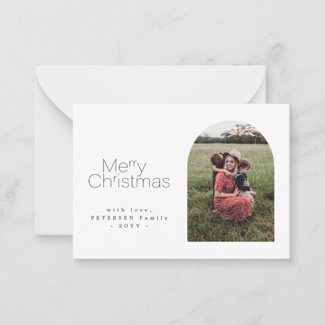 Budget MINI SIZE simple photo Christmas Holiday Note Card (Front)