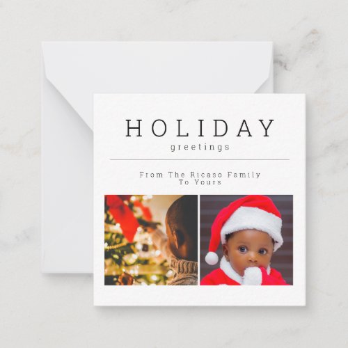 BUDGET MINI Two Photo Christmas Photo Personalized Note Card