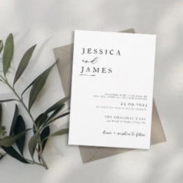 Budget Minimal and Chic Black and White Wedding Invitation