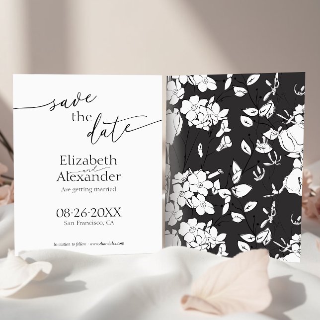 Budget Minimal Black & White Script Save the Date (Creator Uploaded)