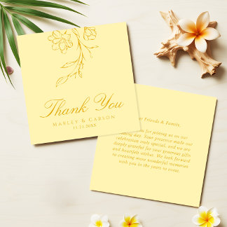 Budget Minimal Butter Yellow Wedding Thank You Note Card