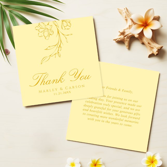 Budget Minimal Butter Yellow Wedding Thank You Note Card (Creator Uploaded)