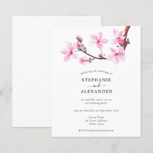 Budget Minimal Cherry Blossom Evening Party Invite