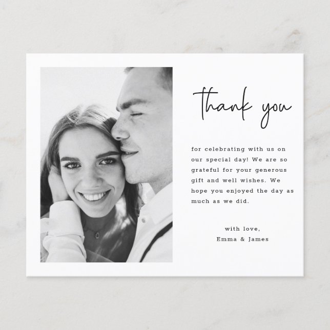 Budget Minimal Custom Photo Wedding Thank You (Front)