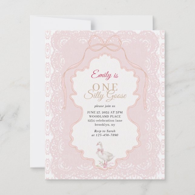 BUDGET Minimal Lace One Silly Goose 1ST Birthday (Front)