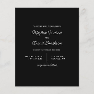 Budget Minimal Modern Black Wedding Invitation