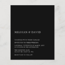Budget Minimal Modern Black Wedding Invitation
