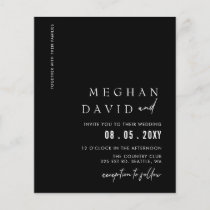 Budget Minimal Modern Black Wedding Invitation