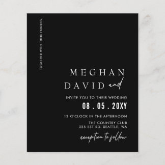 Budget Minimal Modern Black Wedding Invitation