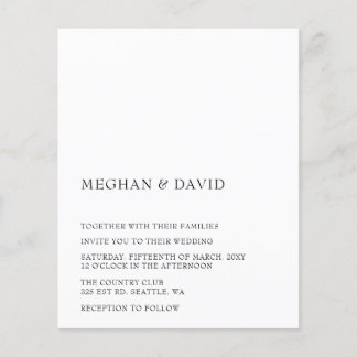 Budget Minimal Modern Black Wedding Invitation