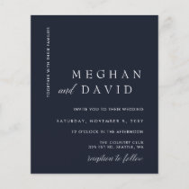 Budget Minimal Modern Navy Wedding Invitation
