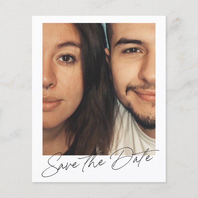 Budget Minimal Modern Script Photo Save The Date (Front)