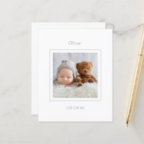 Budget Minimal Photo Baby Boy Birth Announcement