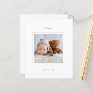 Budget Minimal Photo Baby Boy Birth Announcement