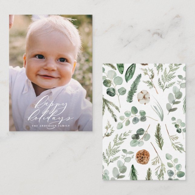 budget minimal photo Christmas holiday Note Card (Front/Back)