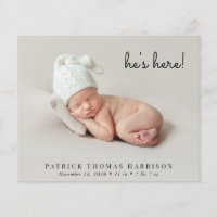 Budget Minimal Photo Collage Birth Announcement