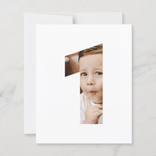 Budget Minimal Photo Number 1st Birthday Invite