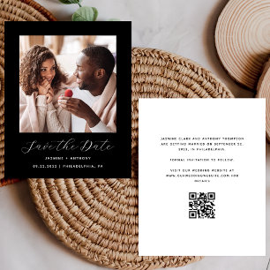 Budget Minimal Photo QR Code Black Save the Date