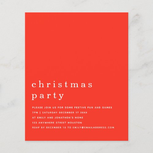 Budget Minimal Red White Christmas Party Invite