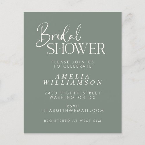 Budget Minimal Sage Script Bridal Shower Invite