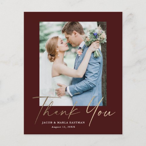 Budget Minimal Script Photo Wedding Thank You Card