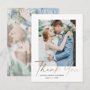 Budget Minimal Script Photo Wedding Thank You Postcard