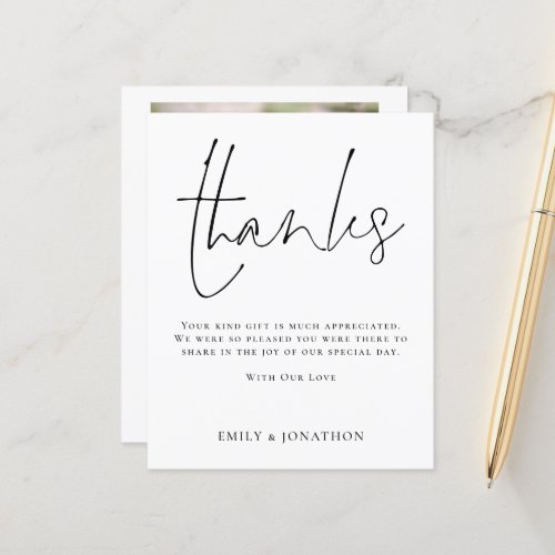 BUDGET Minimal Script Quote Wedding 3 Photo Thanks