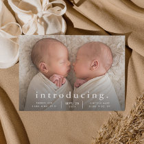Budget Minimal Twin Photo Birth Announcement
