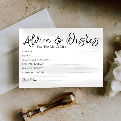 Budget Minimal Wedding Advice Wishes Cards