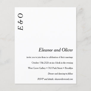 Budget Minimal White Elegant Wedding Invitation