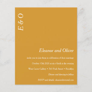 Budget Minimal Yellow Elegant Wedding Invitation