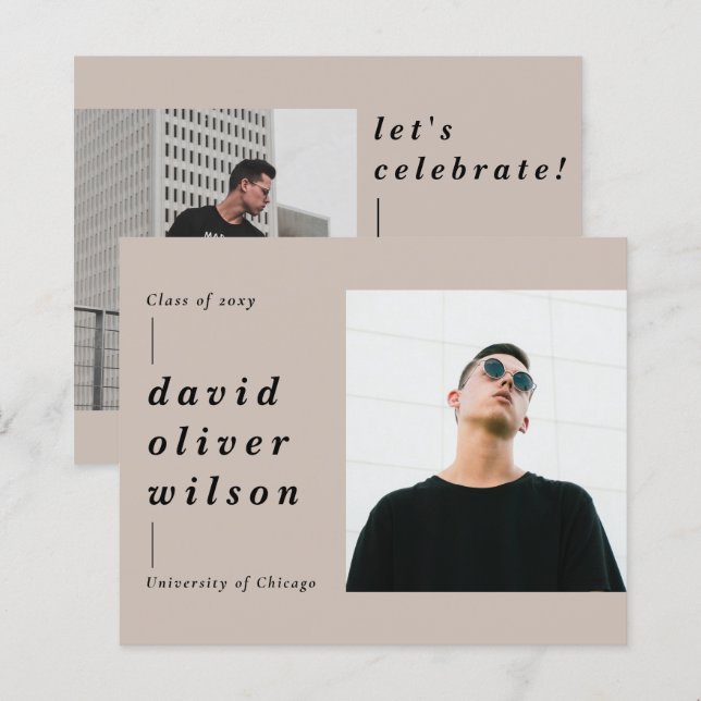 Budget Minimalist 2 Photo Graduation Invitation (Front/Back)