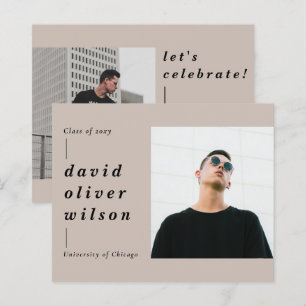 Budget Minimalist 2 Photo Graduation Invitation