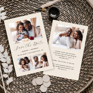 Budget Minimalist 4-Photo Beige Save the Date