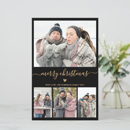 Budget Minimalist 4 Photo Collage Christmas Card