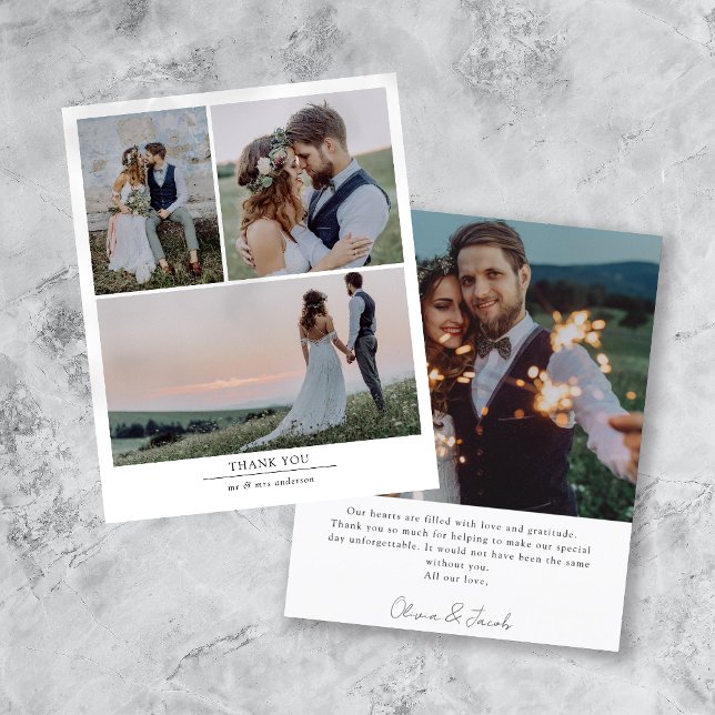 Budget Minimalist 4 Photo Wedding Thank You Card (Creator Uploaded)