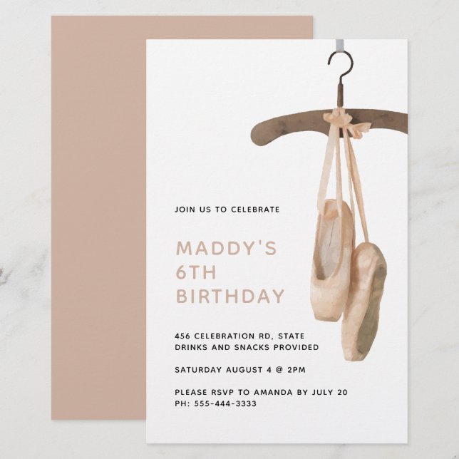 Budget Minimalist Ballet Ballerina 6th Birthday (Front/Back)