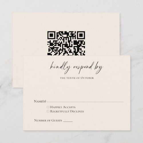 Budget Minimalist Black Ivory Modern Script RSVP Note Card