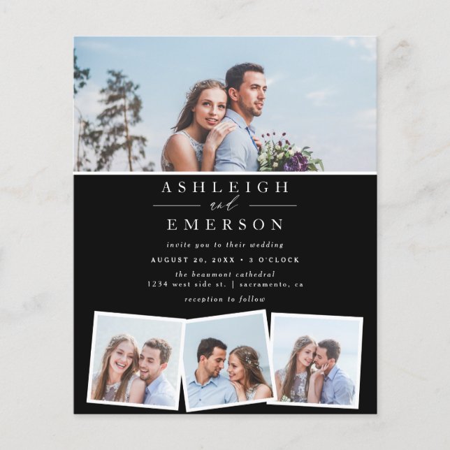 Budget Minimalist Black Photo Collage Wedding (Front)