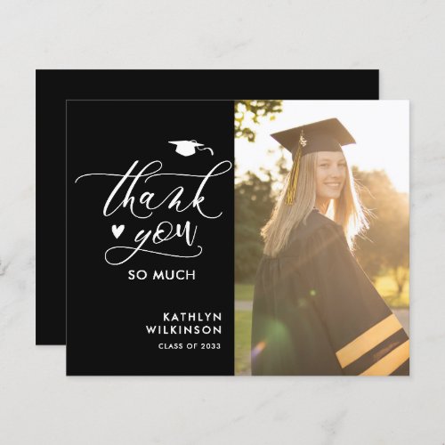 BUDGET Minimalist Black Photo GRADUATION Thank You