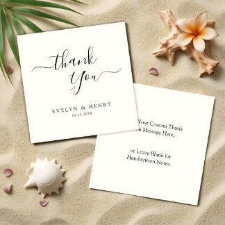 Budget Minimalist Black Script Wedding Thank You Note Card