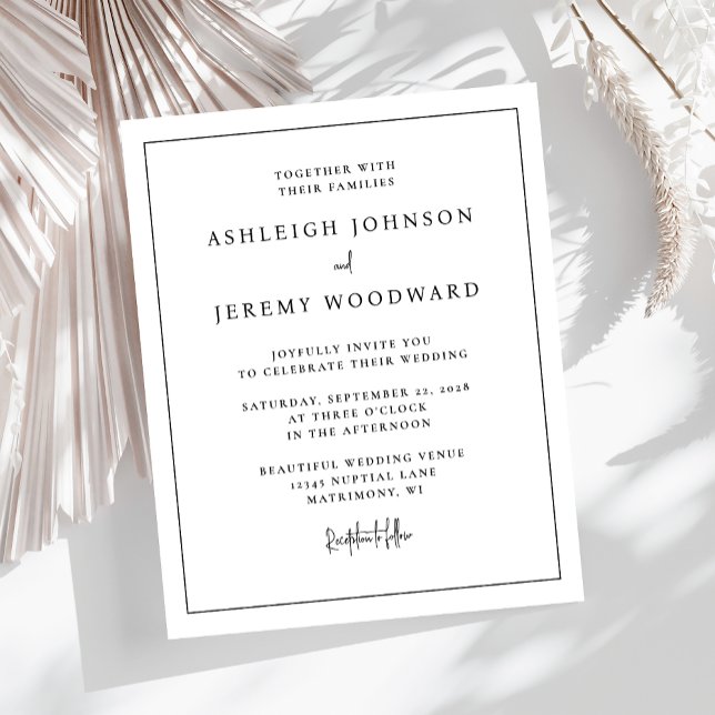 Budget Minimalist Black White Frame Wedding Invite (Creator Uploaded)