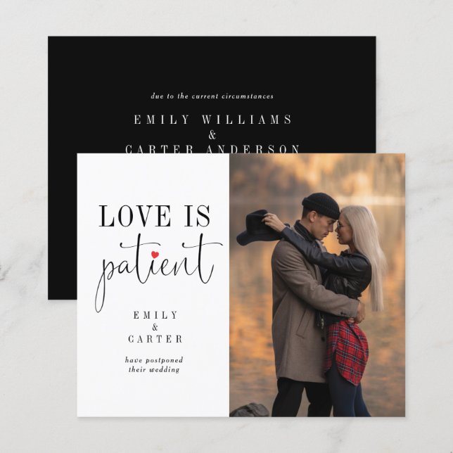 Budget Minimalist Black White Love Is Patient (Front/Back)