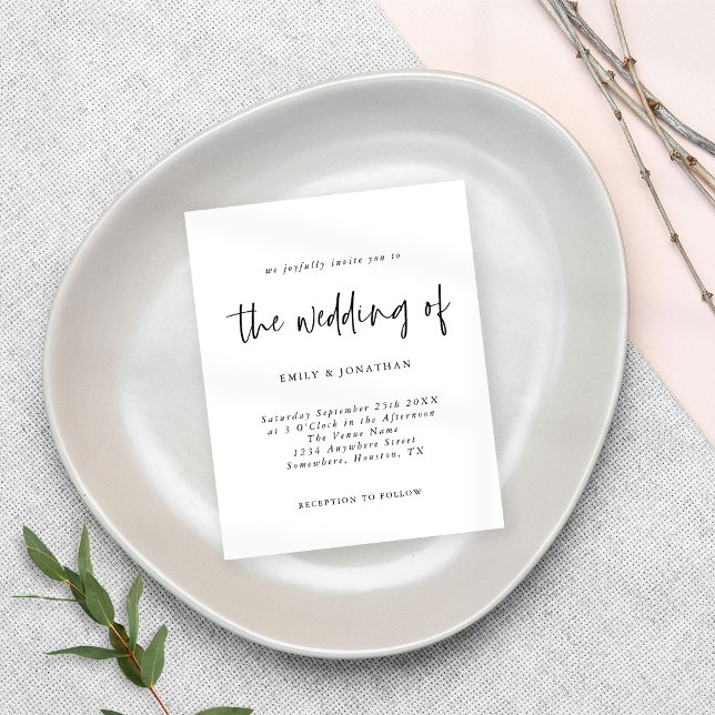 Budget Minimalist Black White Wedding Invitation (Creator Uploaded)