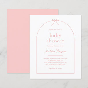 BUDGET Minimalist Blush Pink Ribbon Baby Shower 