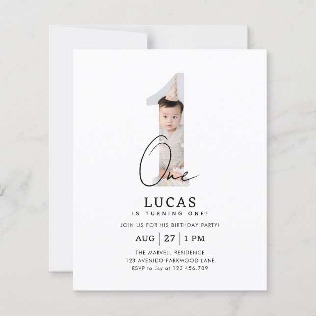 BUDGET Minimalist Boho 1st Brithday Photo (Front)