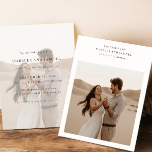 Budget Minimalist Boho 2 Photo Wedding Invitation