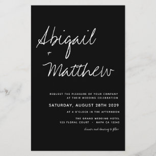 Budget Minimalist Boho Black Wedding Invitation Flyer