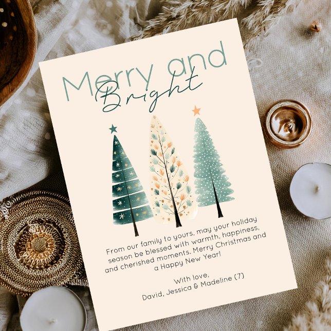 Budget Minimalist Boho Hand drawn Christmas Trees Note Card (Creator Uploaded)