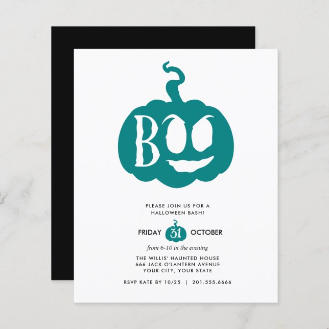 BUDGET Minimalist BOO Halloween Bash Party (Front/Back)